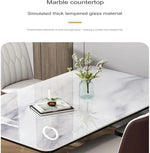 Load image into Gallery viewer, Modern Sintered Stone Dining Table Set with 4 Curved Chairs – Rectangular Kitchen Furniture - 4 Concave Curve Chair Set for Kitchen