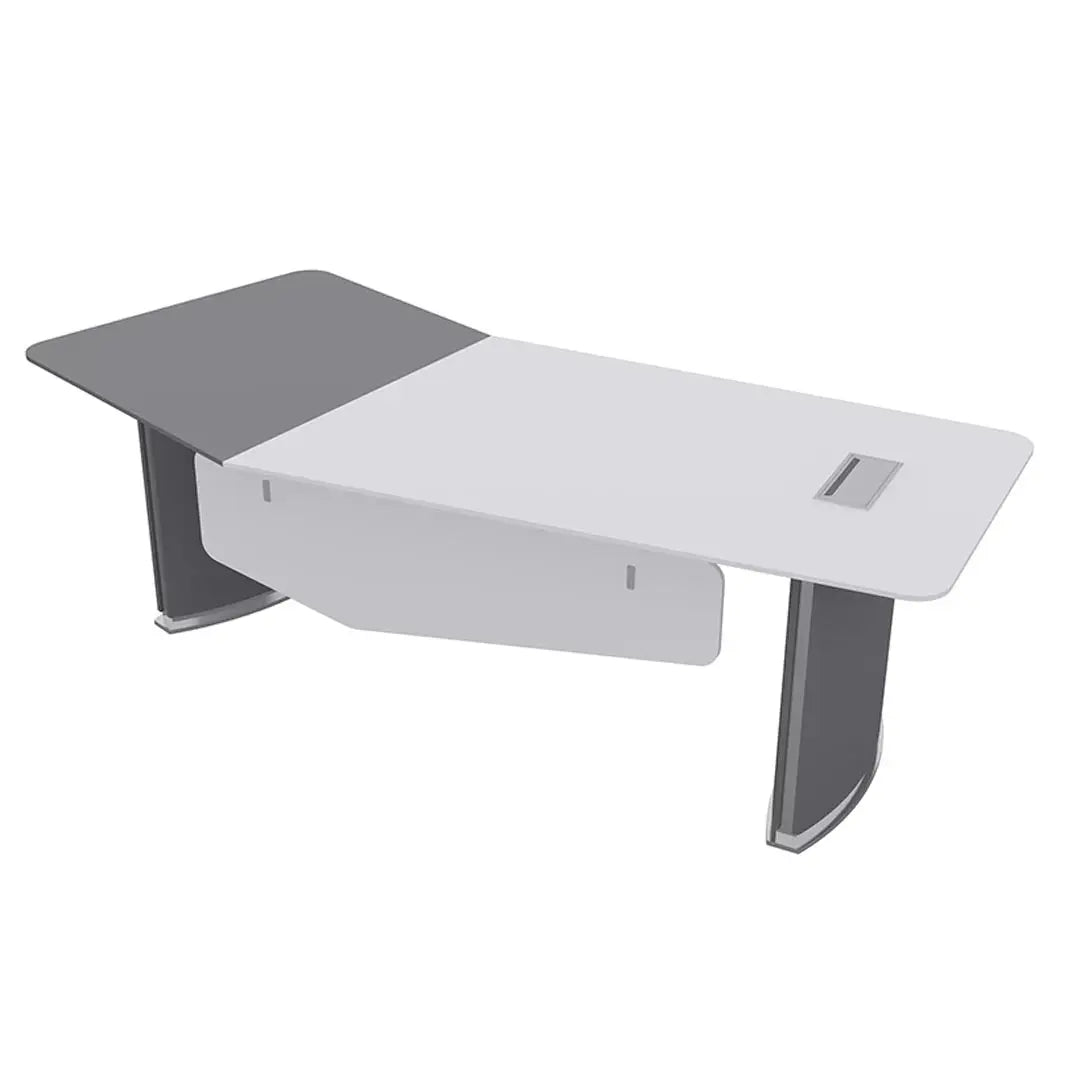 Modern Sleek Executive Office Table For Professional Office Look - Glossy White-GCC Home Center