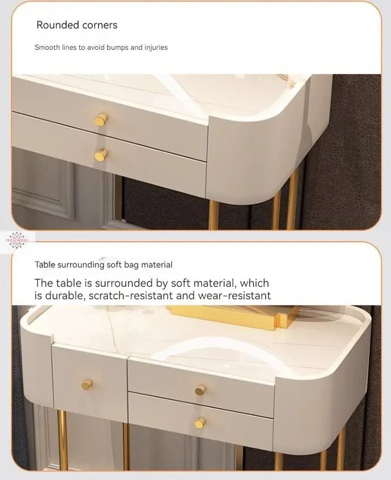 Modern Solid Wood Makeup Vanity Table Set with Smart Mirror and LED Lighting-GCC Home Center