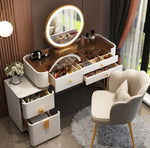 Load image into Gallery viewer, Modern Solid Wood Makeup Vanity Table Set with Smart Mirror and LED Lighting-GCC Home Center