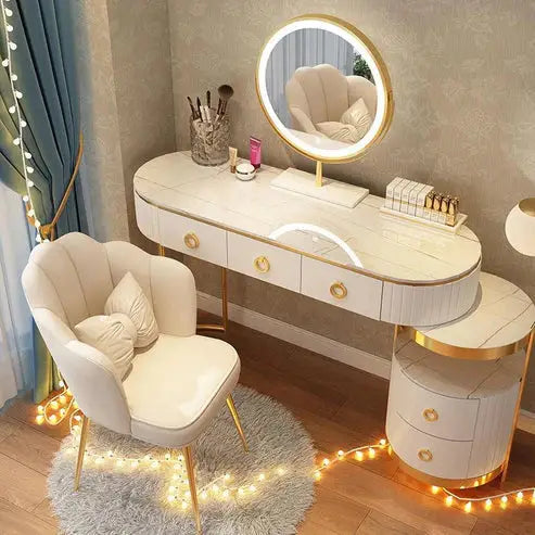 Modern Vanity Makeup Table with Lighted Mirror and Stool | Stylish Bedroom Décor-GCC Home Center