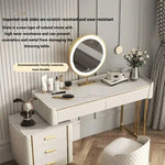 Load image into Gallery viewer, Modern White Vanity Table with LED Mirror and Marble Top-GCC Home Center