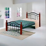 Load image into Gallery viewer, Modern Wooden &amp; Iron Single Bed with Cherry Brown Legs – DIY Assembly, 190x90 cm-GCC Home Center