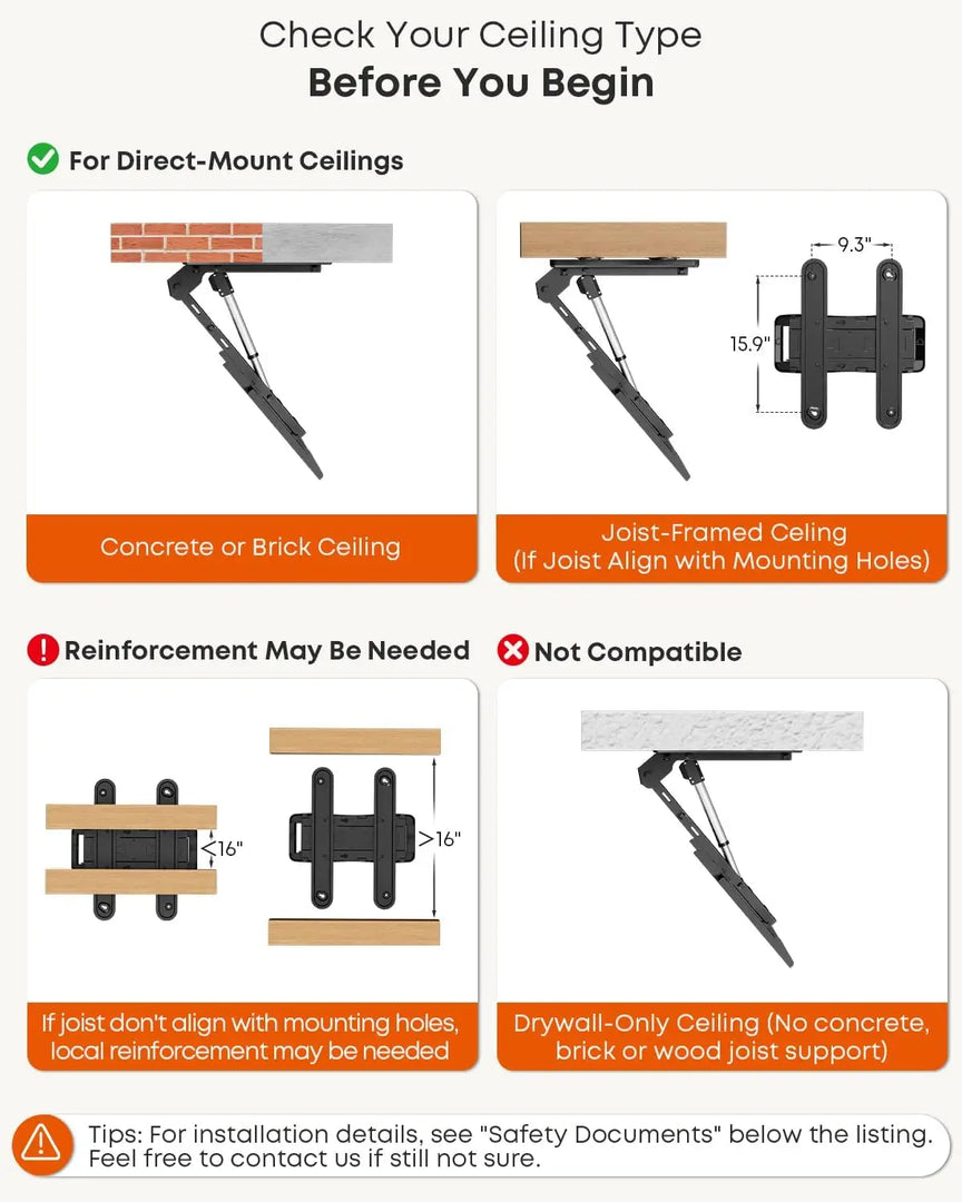 Motorized Ceiling TV-Mount Flip Down - 43 to 86 Inch Electric TV-Mount Motorized Drop Down with Remote, Max Load 99 lbs, Max VESA 800x400 mm, Black