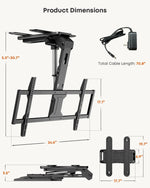 Load image into Gallery viewer, Motorized Ceiling TV-Mount Flip Down - 43 to 86 Inch Electric TV-Mount Motorized Drop Down with Remote, Max Load 99 lbs, Max VESA 800x400 mm, Black