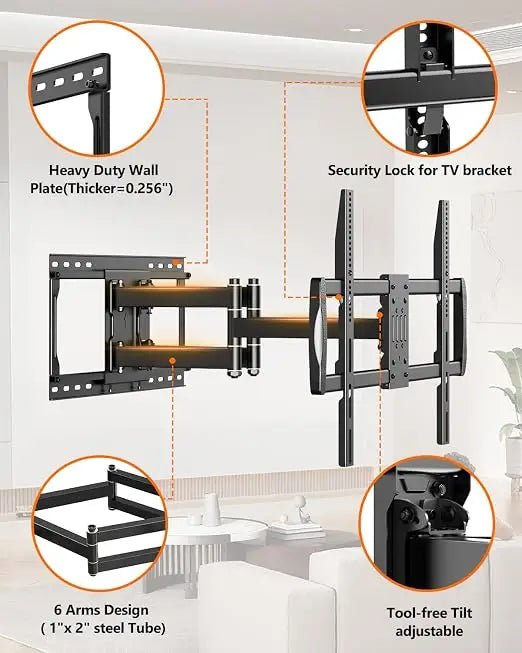 MOUNT Heavy Duty TV Wall Mount for 42-110" TVs up to 220lbs with 8.2" Sliding Moving for Screen Centering, Full Motion TV Mount Fit 24"-16" Studs with Swivel,Tilt&Level, Max VESA 800x600mm