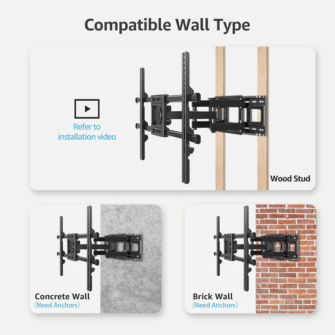 MOUNTUP TV Wall Mount, Full Motion TV Mount for Most 42-82 Inch Flat Curved TVs, Wall Mount TV Bracket with Articulating Arm
