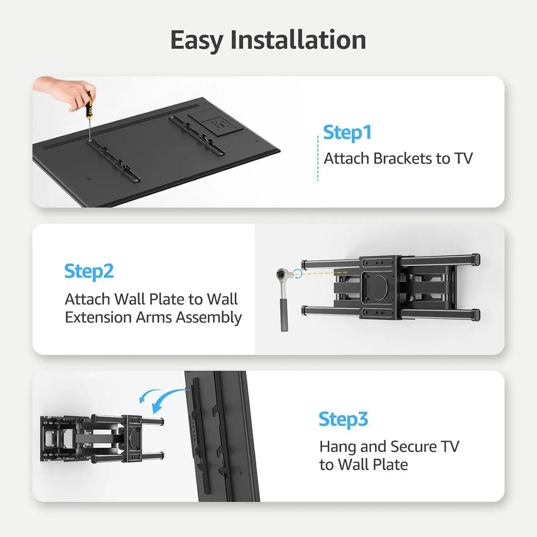 MOUNTUP TV Wall Mount, Full Motion TV Mount for Most 42-82 Inch Flat Curved TVs, Wall Mount TV Bracket with Articulating Arm