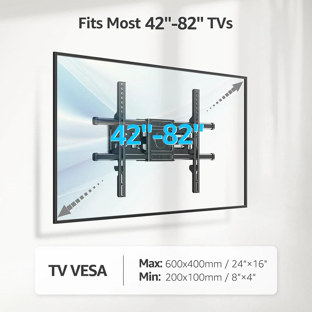 MOUNTUP TV Wall Mount, Full Motion TV Mount for Most 42-82 Inch Flat Curved TVs, Wall Mount TV Bracket with Articulating Arm