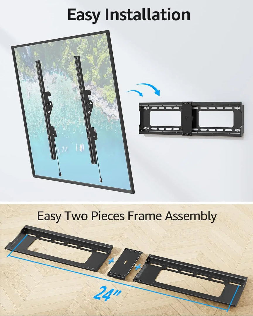 MOUNTUP TV Wall Mount, Tilting TV Mount Bracket for Most 37-82 Inch Flat Screen/Curved TV Low Profile Wall Mount Saving Space Max VESA 600x400mm Hold up to 99 lbs Fit 16" 18" 24" Stud MU0008