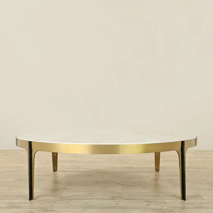 Moura Coffee Table – Faux Marble & Bronze Brushed Stainless Steel