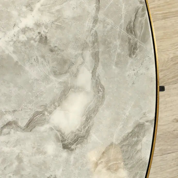 Moura Coffee Table – Faux Marble & Bronze Brushed Stainless Steel