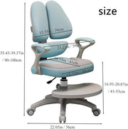 MOZOGOT Kids Desk Chair with Armrests Footrest, Adjustable Height Study Chair with Arms & Wheels Ergonomic Student Swivel Rolling Task Chair for Boys Girls, Home Bedroom School (Blue)