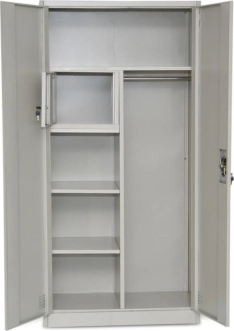Multi Home Furniture Best Steel Big size Metal Cupboard for or Office MH-205-E Cupboard, Steel Filing Cupboard,Cabinet with Shelves Storage Compartment,Flush Key lock (Metal Grey)-GCC Home Center