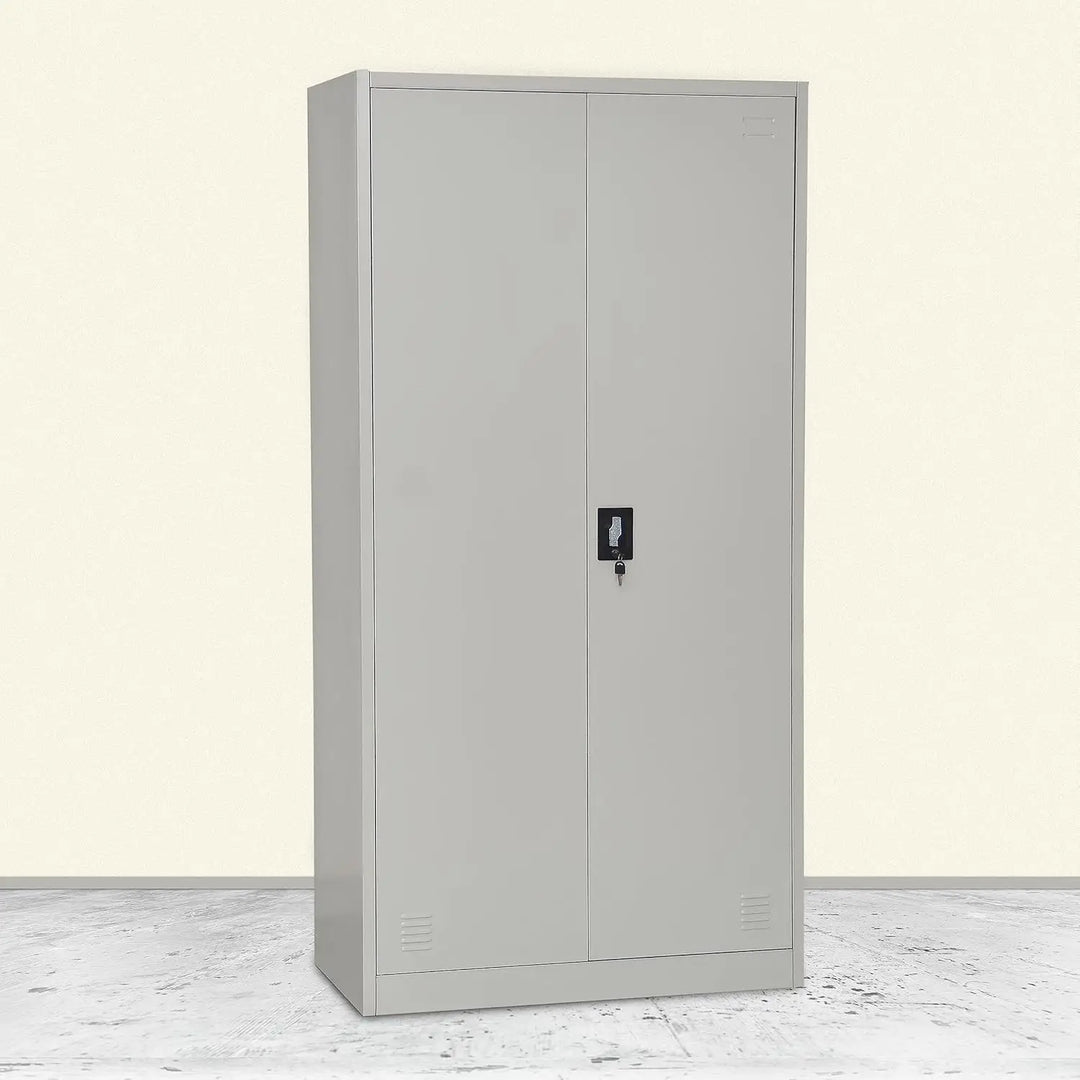 Multi Home Furniture Best Steel Big size Metal Cupboard for or Office MH-205-E Cupboard, Steel Filing Cupboard,Cabinet with Shelves Storage Compartment,Flush Key lock (Metal Grey)-GCC Home Center