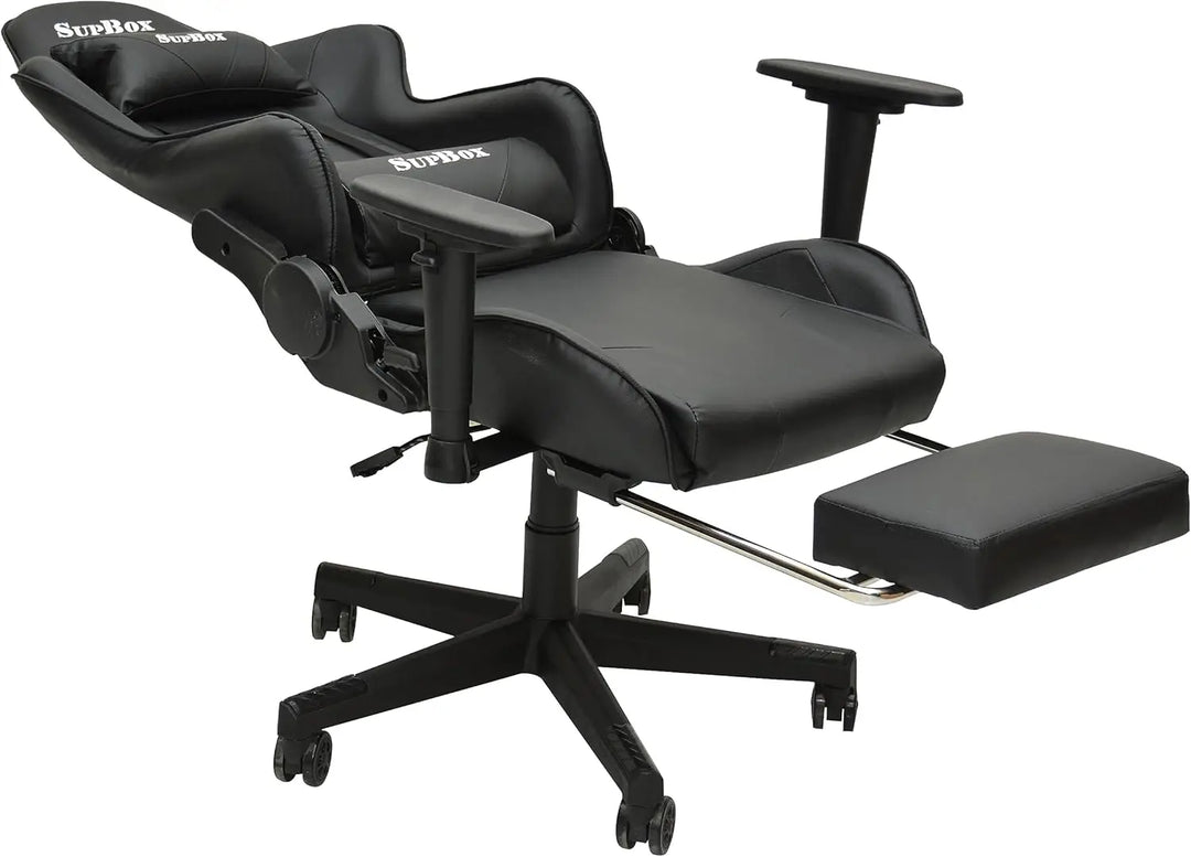 Multi Home Furniture Modern design Best Executive gaming chair MH-8886-Black for Video Gaming Chair for Pc with fully reclining back and head rest amd footrest and soft leather (Black)