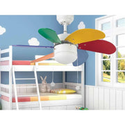 Multicolor Kids Ceiling Fan Ø81 cm Light Integrated With Pull Chain