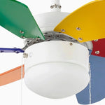 Load image into Gallery viewer, Multicolor Kids Ceiling Fan Ø81 cm Light Integrated With Pull Chain