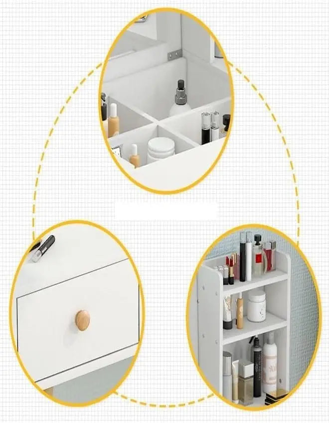 Multifunction Modern Design Two Drawers Makeup Dressings Storage Table For Living Room - White/Beige-GCC Home Center