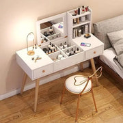 Multifunction Modern Design Two Drawers Makeup Dressings Storage Table For Living Room - White/Beige-GCC Home Center