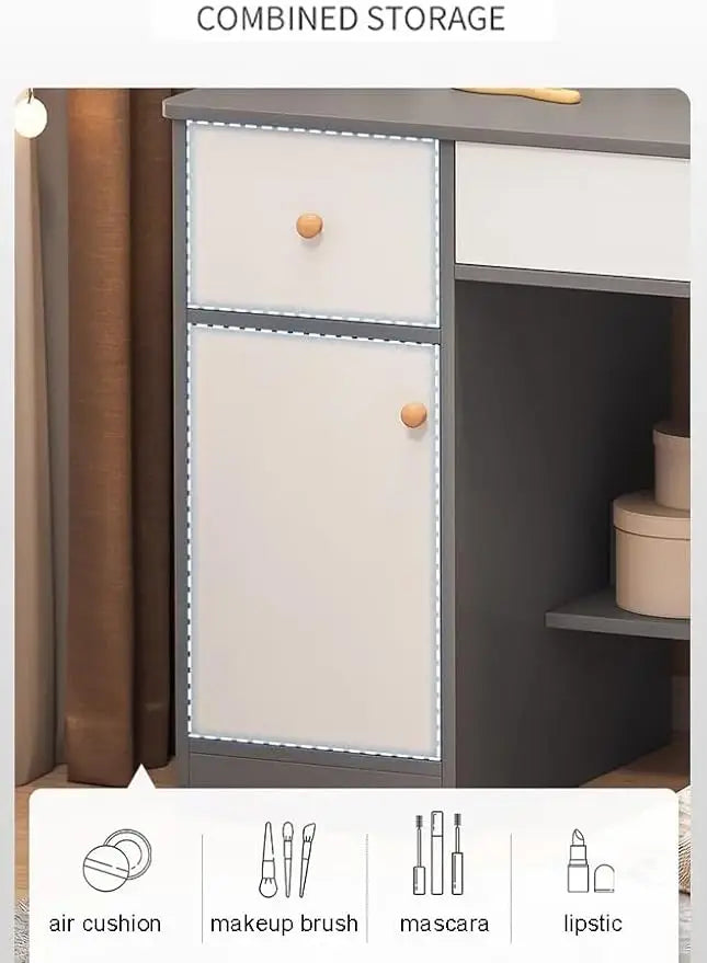 Multifunctional Makeup Vanity Dressing Table with Drawers and Chair 80 CM-GCC Home Center