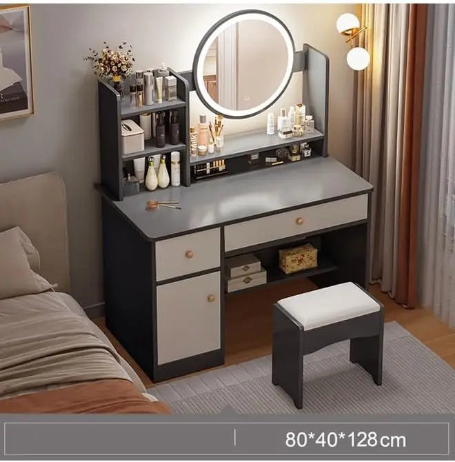 Multifunctional Makeup Vanity Dressing Table with Drawers and Chair 80 CM-GCC Home Center