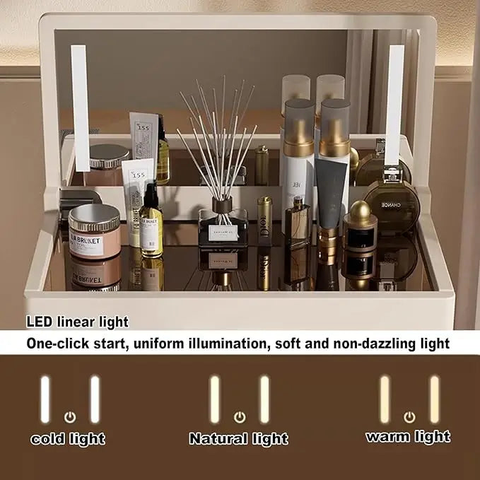 Multifunctional Makeup Vanity Dressing Table with Drawers and Chair 70 CM-GCC Home Center