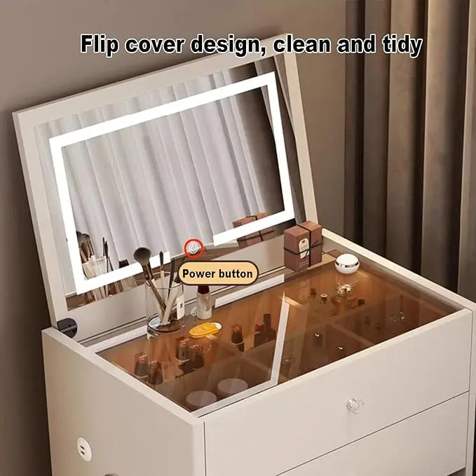 Multifunctional Makeup Vanity Dressing Table with Drawers and Chair 70 CM-GCC Home Center
