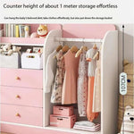 Load image into Gallery viewer, MUMOO BEAR Creative Kids Wardrobe, Wooden Cabinet with 5 Drawers and Hanging Area for Clothes Storage Organizer, Modern Closet Heavy Duty Bedroom Furniture for Boys Girls, YN011 (Pink)-GCC Home Center