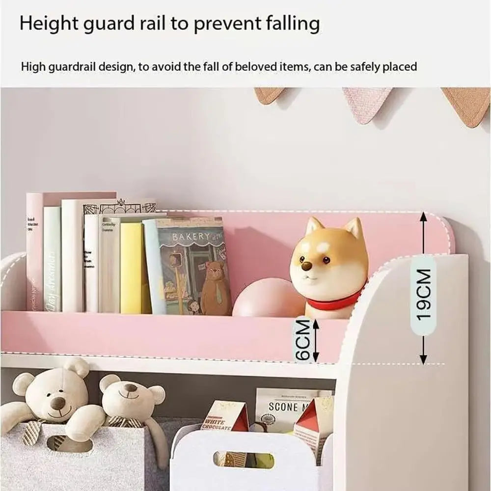 MUMOO BEAR Creative Kids Wardrobe, Wooden Cabinet with 5 Drawers and Hanging Area for Clothes Storage Organizer, Modern Closet Heavy Duty Bedroom Furniture for Boys Girls, YN011 (Pink)-GCC Home Center