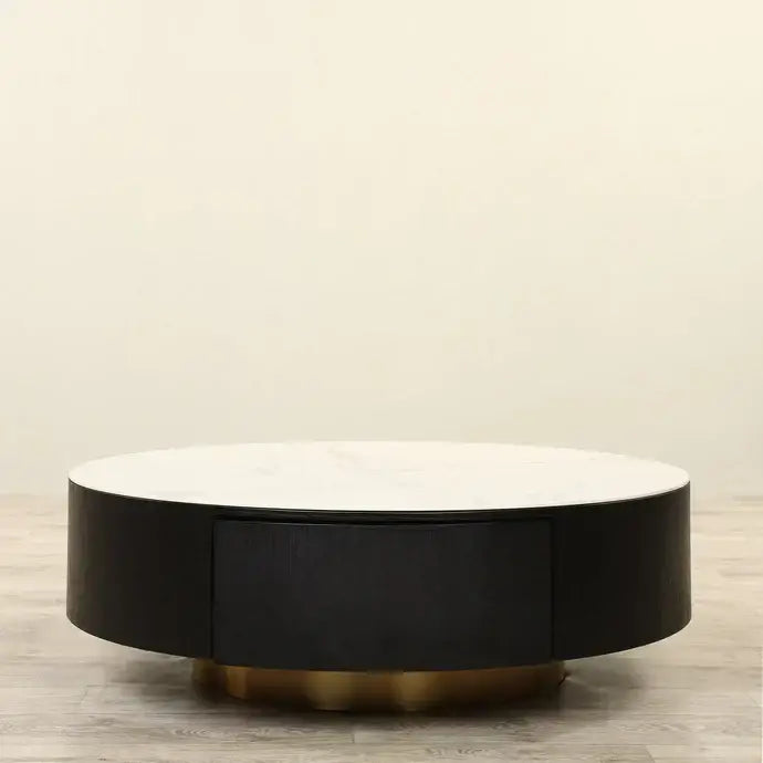 Natural Stone Coffee Table – Sintered Stone & Gold Chrome Finish