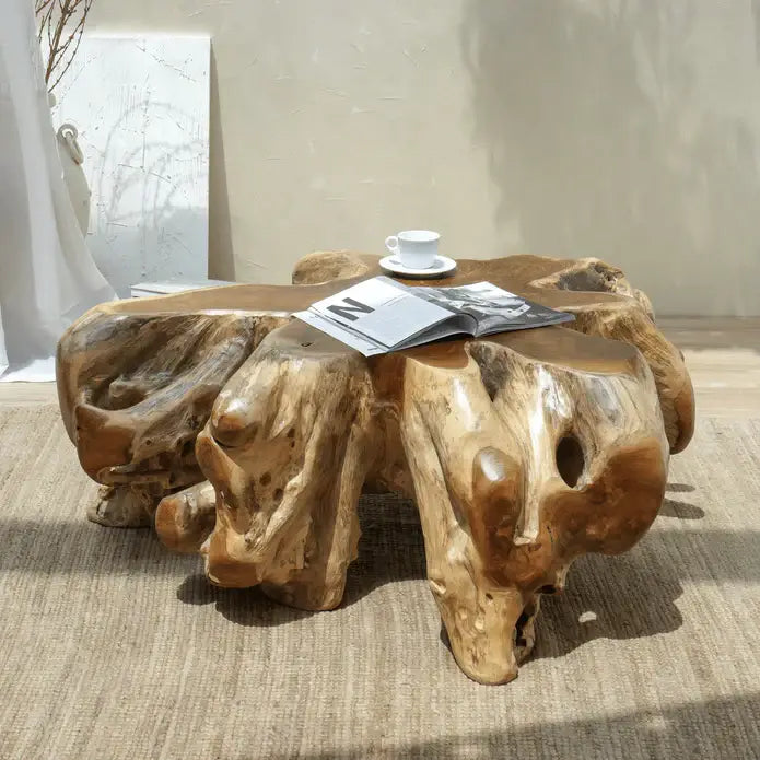 Natural Teak Root Wood Coffee Table