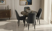 Natural Wood Round Dining Set 4-Seater (Black)