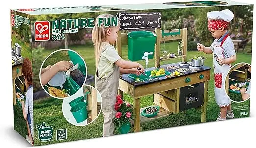 Nature Fun Outdoor Play Kitchen with Many Accessories Made of Wood and Vegetable Plastic, from 3 Years-GCC Home Center