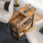 Load image into Gallery viewer, NeoStyle Side Table with Charging Station, Nightstand with USB Ports and Outlets,Flip Top Open Narrow Sofa End Table with Storage Shelf for Living Room, Bedroom