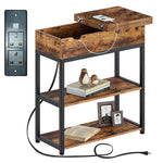 Load image into Gallery viewer, NeoStyle Side Table with Charging Station, Nightstand with USB Ports and Outlets,Flip Top Open Narrow Sofa End Table with Storage Shelf for Living Room, Bedroom