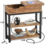 Load image into Gallery viewer, NeoStyle Side Table with Charging Station, Nightstand with USB Ports and Outlets,Flip Top Open Narrow Sofa End Table with Storage Shelf for Living Room, Bedroom