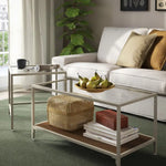 Load image into Gallery viewer, Nest of Tables, Set of 2, Light Beige/Glass, 90×50 cm