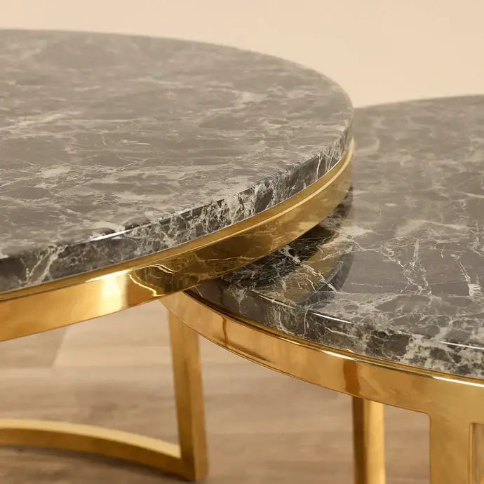 Nesting Coffee Tables – Chrome Gold & Faux Marble