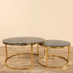 Load image into Gallery viewer, Nesting Coffee Tables – Chrome Gold &amp; Faux Marble