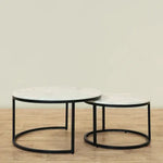 Load image into Gallery viewer, Nesting Coffee Tables – Chrome Gold &amp; Faux Marble
