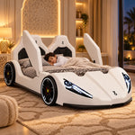 Load image into Gallery viewer, New Designer Car Shaped Children Bed Modern Black Boys High End Cartoon Upholstered Comfortable School Use Wood Frame