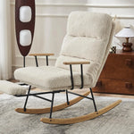 Load image into Gallery viewer, New Modern Rocking Chair – Upholstered Lounge Chair with Wooden Base &amp; Supportive Armrests**