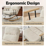 Load image into Gallery viewer, New Modern Rocking Chair – Upholstered Lounge Chair with Wooden Base &amp; Supportive Armrests**