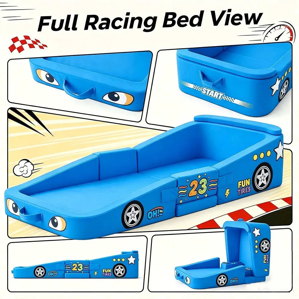 New Racing Car Design Montessori Toddler Boys Travel Bed All Foam Kids Sofa Play Couch Floor Beds Home Bedroom Camping