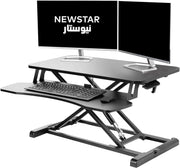 NEWSTAR 32 inch Desk Converter, K Series, Height Adjustable Sit to Stand Riser, Dual Monitor and Laptop Workstation with Wide Keyboard Tray, Black