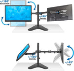 Load image into Gallery viewer, Newstar Dual Monitor Stand | Double Monitor Desk Stand Fits Two x 13 to 32 Inch Computer Screens | Freestanding Base | 2 Heavy Duty Full Motion Adjustable Arms | VESA Compatible