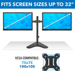 Load image into Gallery viewer, Newstar Dual Monitor Stand | Double Monitor Desk Stand Fits Two x 13 to 32 Inch Computer Screens | Freestanding Base | 2 Heavy Duty Full Motion Adjustable Arms | VESA Compatible