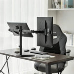 Load image into Gallery viewer, Newstar Dual Monitor Stand | Double Monitor Desk Stand Fits Two x 13 to 32 Inch Computer Screens | Freestanding Base | 2 Heavy Duty Full Motion Adjustable Arms | VESA Compatible