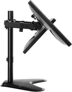 Load image into Gallery viewer, Newstar Dual Monitor Stand | Double Monitor Desk Stand Fits Two x 13 to 32 Inch Computer Screens | Freestanding Base | 2 Heavy Duty Full Motion Adjustable Arms | VESA Compatible
